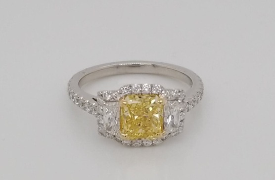 1.51ct GIA Fancy Intense Yellow Radiant Diamond Engagement Ring