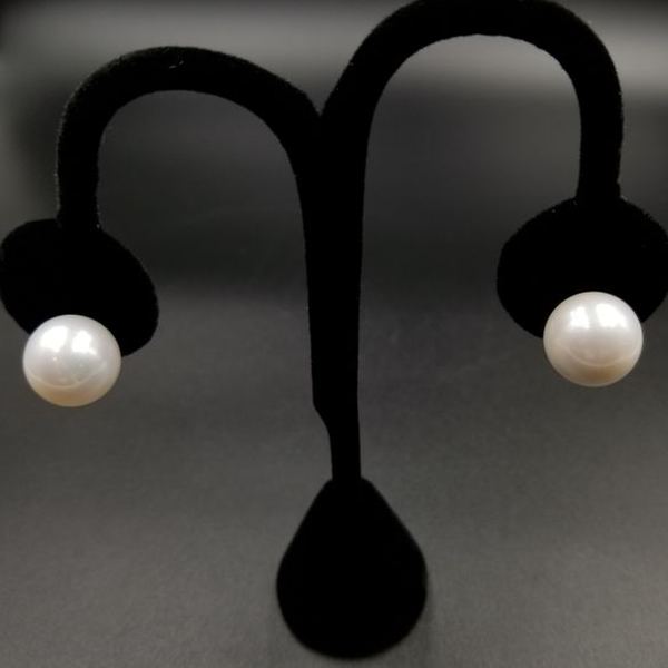 12-13mm Round Clean High Luster South Sea Pearl Stud Earrings in 14kt White Gold