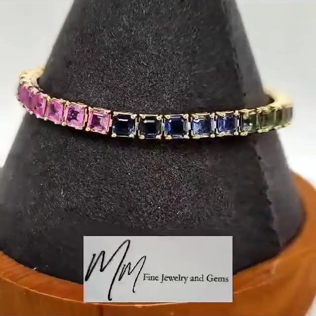18.5ct Multicolor Sapphire Tennis Bracelet in 18kt Yellow Gold