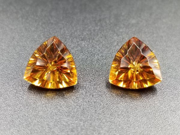 8ctw Madeira Citrines Trillions Concave Starburst cut by Mark Gronlund