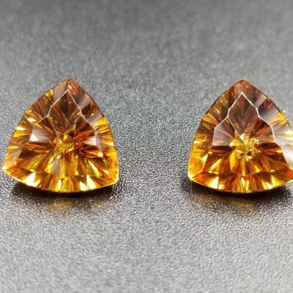 8ctw Madeira Citrines Trillions Concave Starburst cut by Mark Gronlund