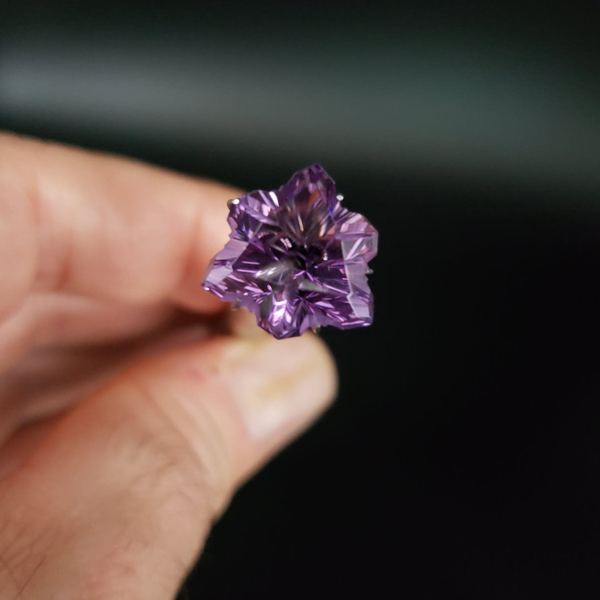 Amethyst 11.52ct Shark bite Custom Cut by Mark Gronlund