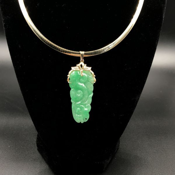 Apple Green Jadeite Pendant with custom 18kt gold mount