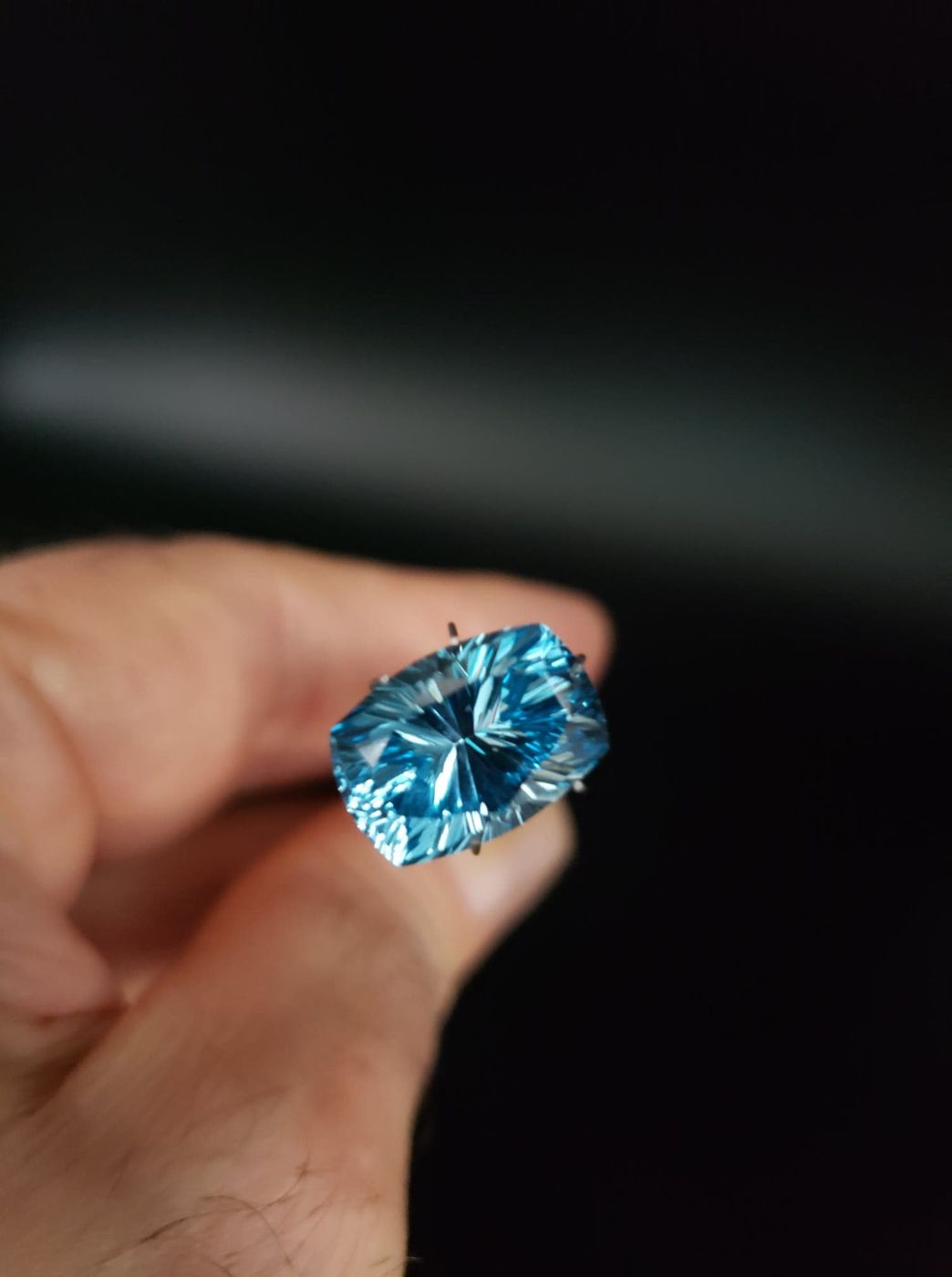 Blue Topaz 10.59ct Cushion Concave Fan Brilliant Cut by Mark Gronlund