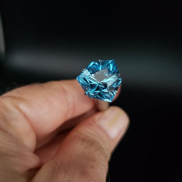 Blue Topaz 15.07ct Triangular-Hexagon Concave Brilliant Cut by Mark Gronlund
