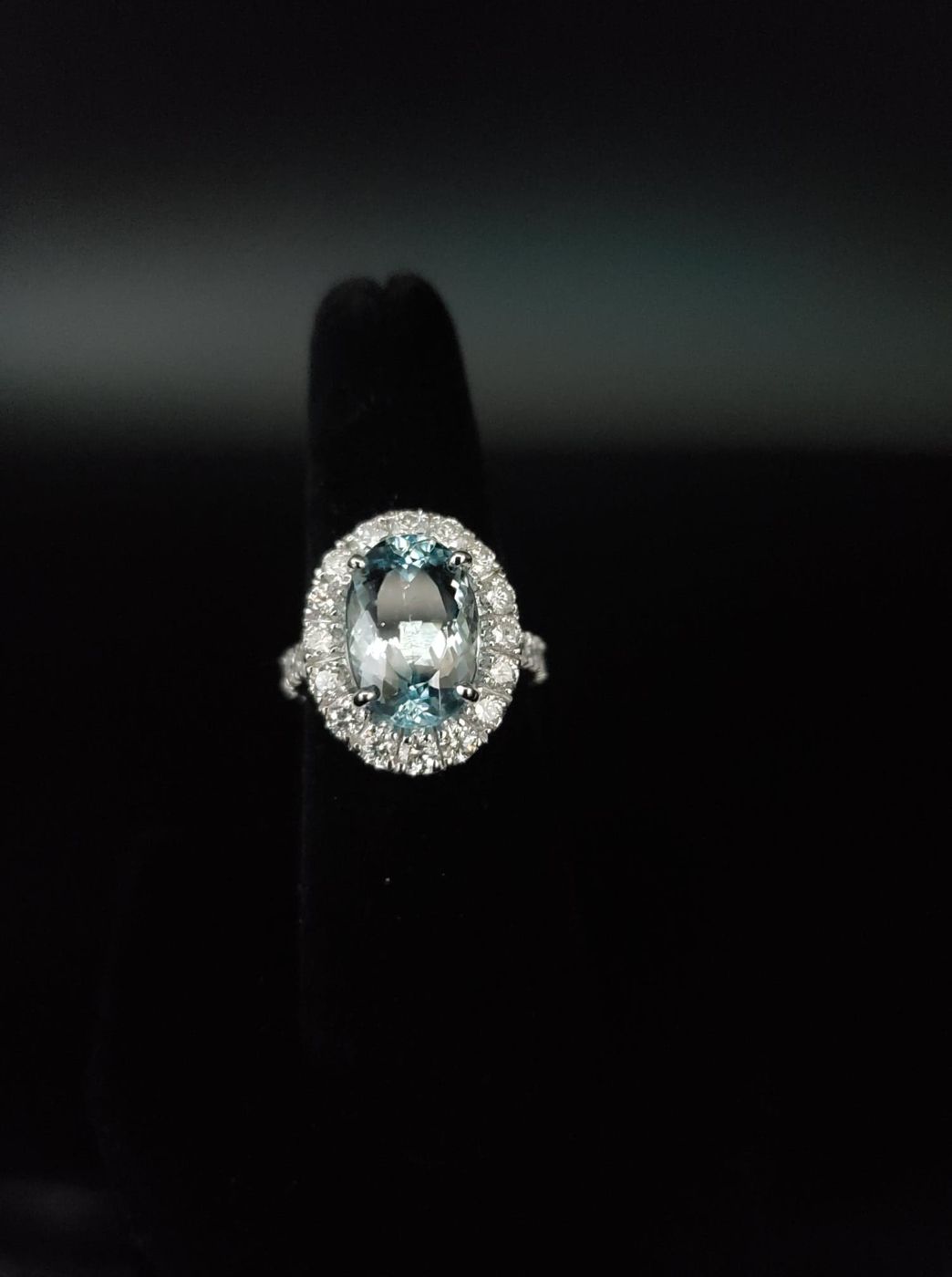 Fine Estate 5.13ct Light Blue Aquamarine Ring in 14kt White Gold with 1.90ct SI G Color Fine Diamonds