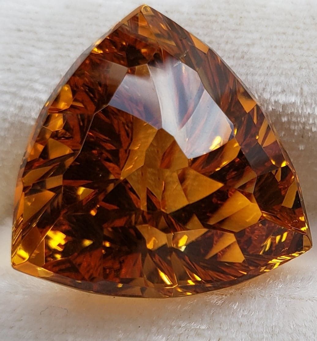 Large Citrine 33.63ct Trillion Custom Cut by Mark Gronlund
