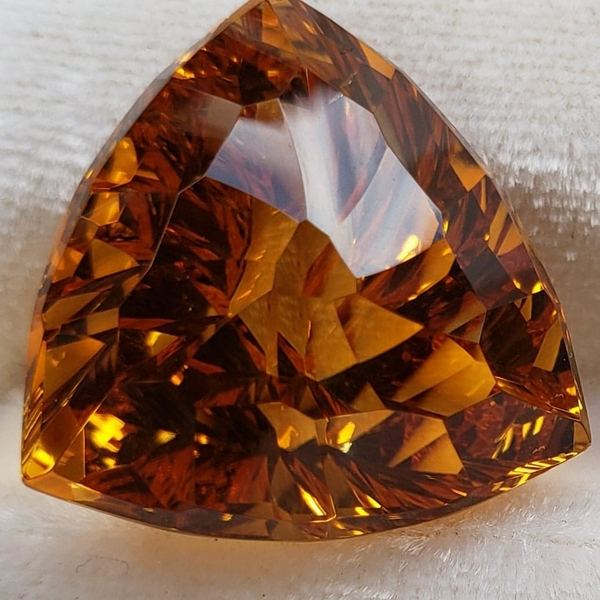Large Citrine 33.63ct Trillion Custom Cut by Mark Gronlund