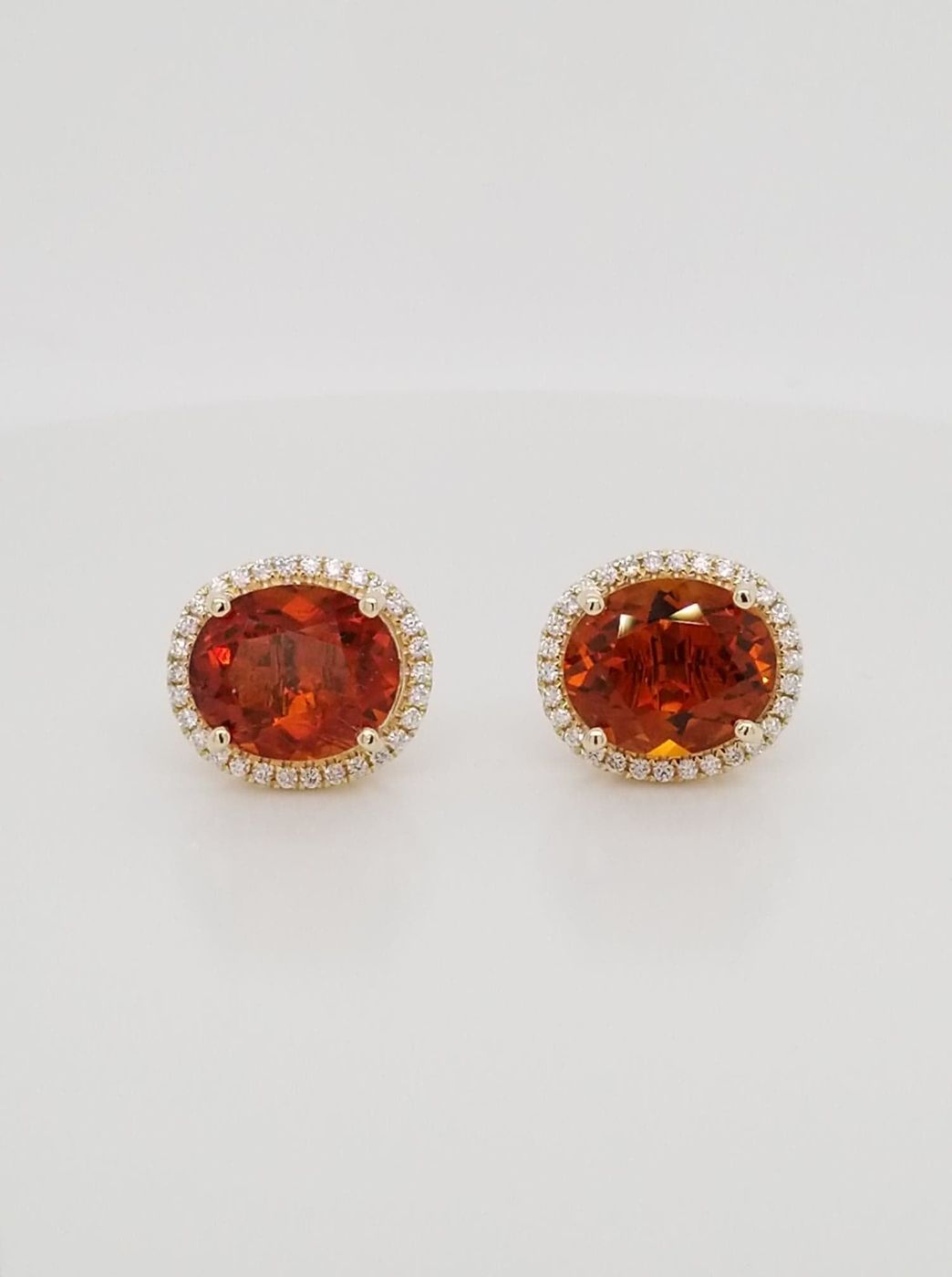 Oval Cut 9ct Madeira Post and Clip Earrings in 14kt Gold with .50ct of Diamonds