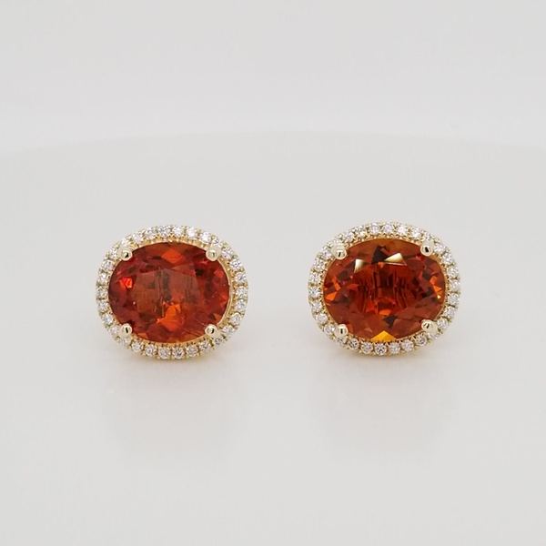 Oval Cut 9ct Madeira Post and Clip Earrings in 14kt Gold with .50ct of Diamonds