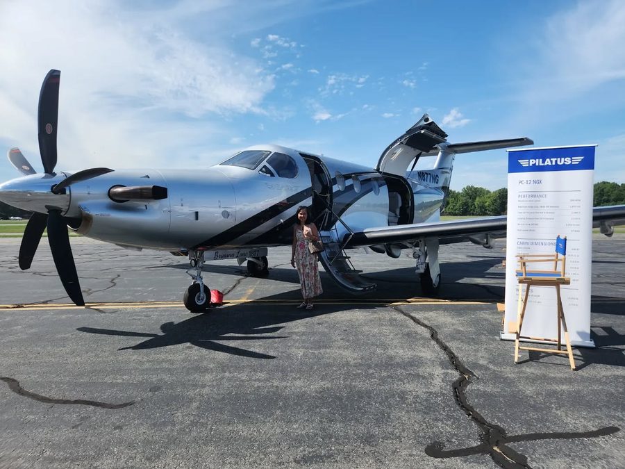 A Pilatus aircraft on display at The Elite of New York show
