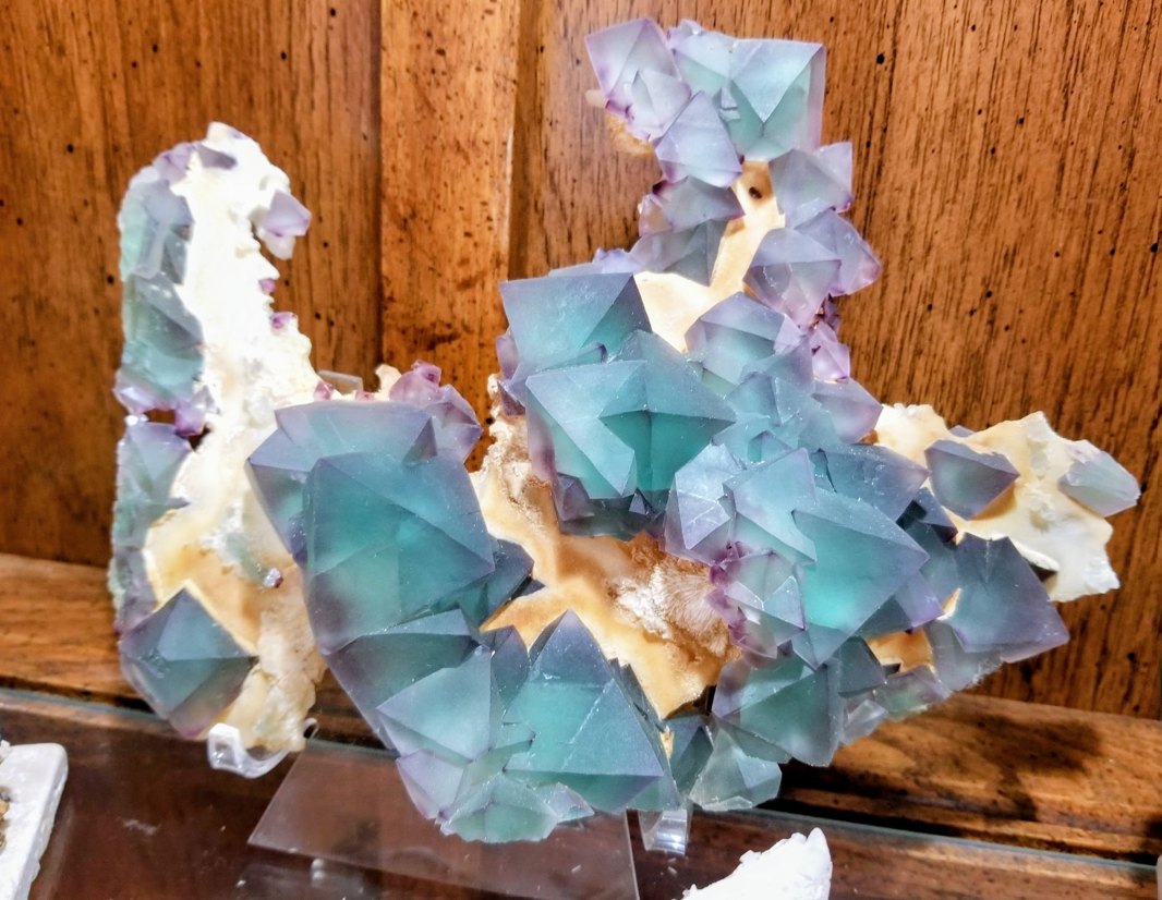 Purple and green fluorite crystal specimen from China, from Marc's mineral collection