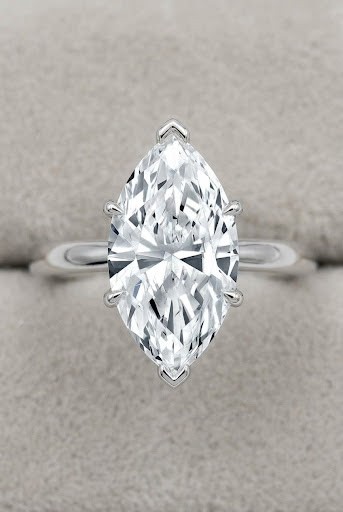 Marquise-cut diamond solitaire in a platinum setting